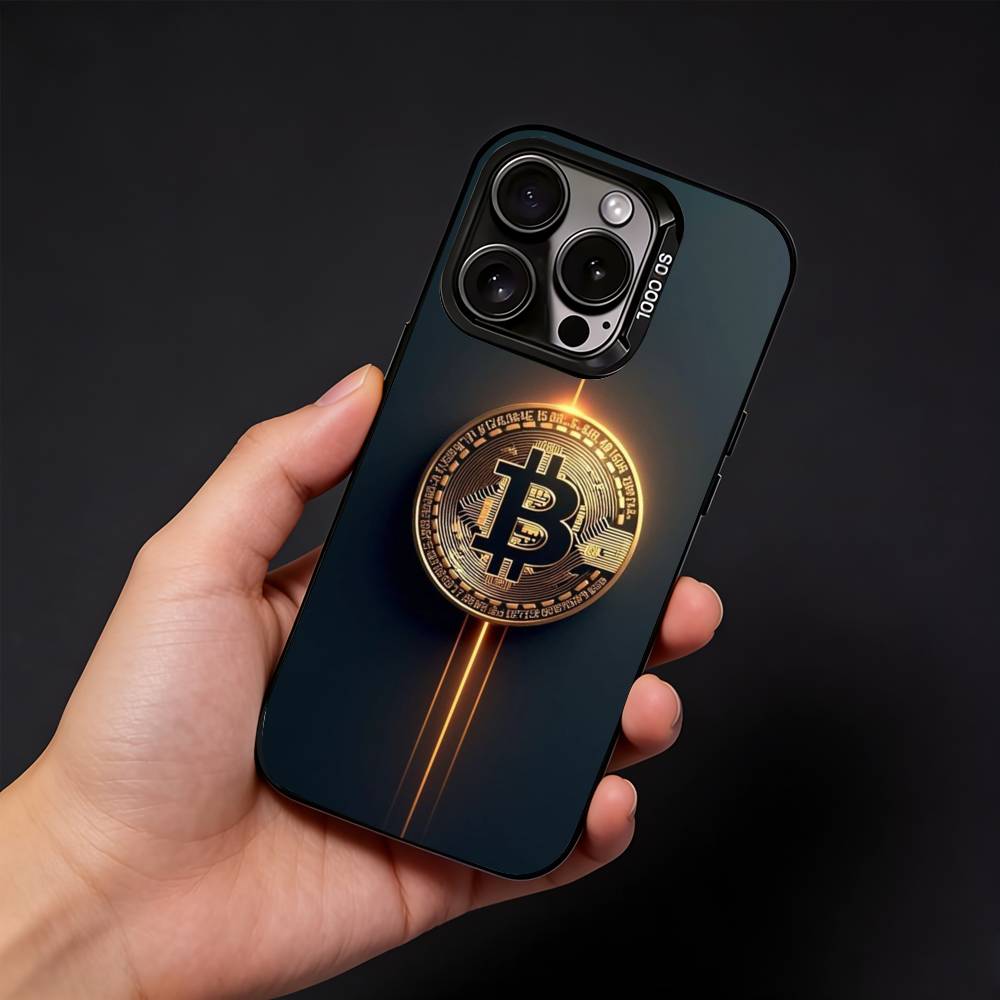 Bitcoin Phone Case For iPhone17, 16,15,14,13,12 Pro Max Black Candy Matte Shockproof Cover