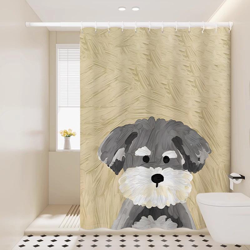 

Vikama Adorable Puppy Print Shower Curtain Nordic Instagram-Style Bathroom Warm, Healing, And Playful Atmosphere W60H190(CM)-1 Pcs