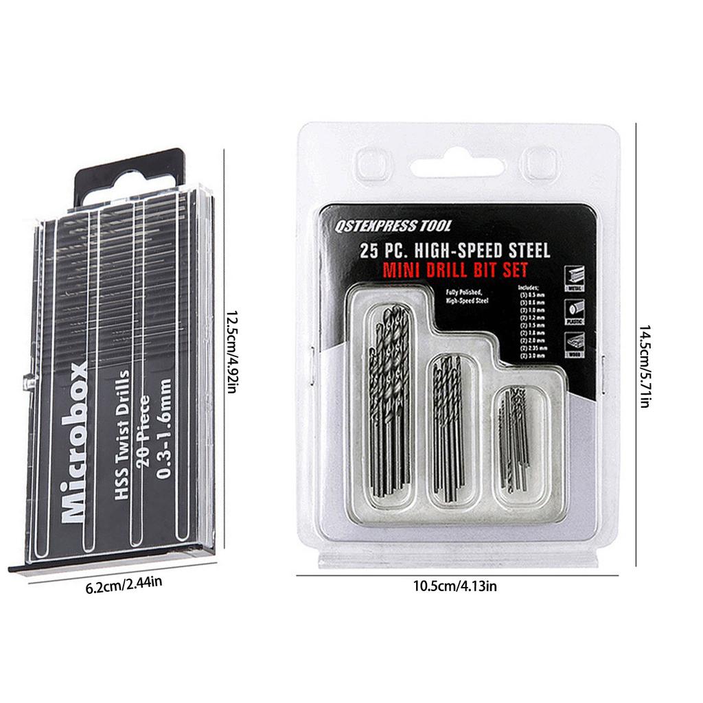 20/25Pcs Mini Twist Drill Bit Set with Plastic Box for Precisions Crafts Jewelry Making and Watch Repair Hole Drill Tool