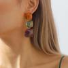 Sexy Trendy Jewelry, Personalized Fashion Exaggerated Geometric Shape, Resin Colored Earrings Necklace