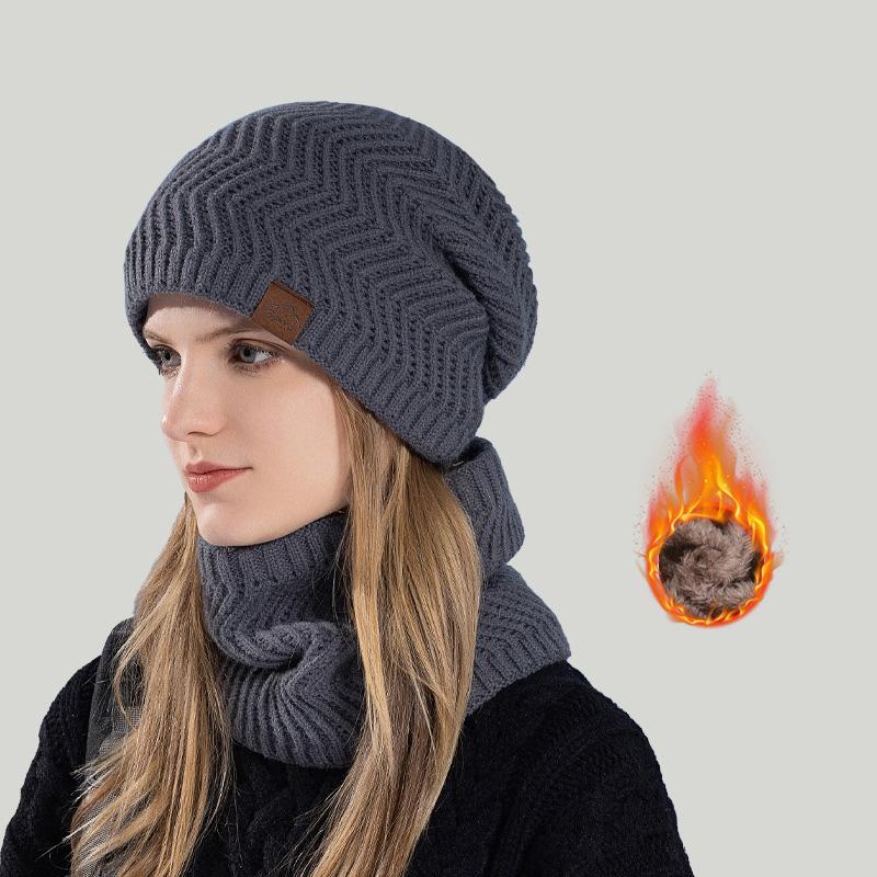 Zimowy Aksamitny Ciepły Zestaw Czapka Szalik Dwuczęściowy Outdoorowy Wiatroodporny Czapka z Dzianiny Wełnianej Kobiety Czapka Chroniąca Uszy