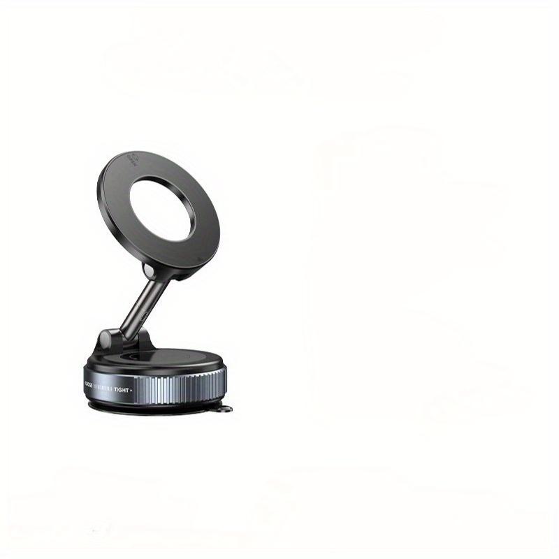 1Pc Zinc Alloy Magnetic Car Phone Holder - Foldable, 360° Adjustable Vacuum Bracket with Multi-Angle Adjustment, Vehicle Phone Mount