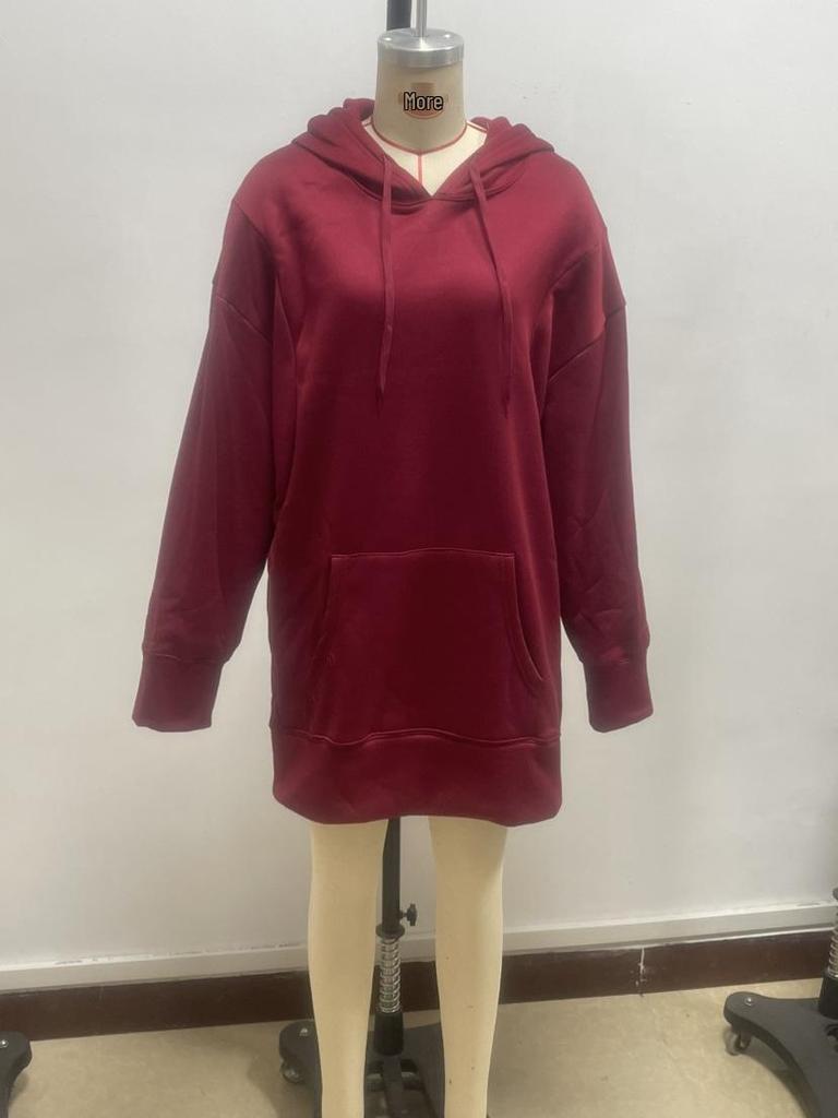 European & American Autumn/Winter Fashion: Women's Solid Color Loose Fleece Hooded Sweatshirt Pullover.
