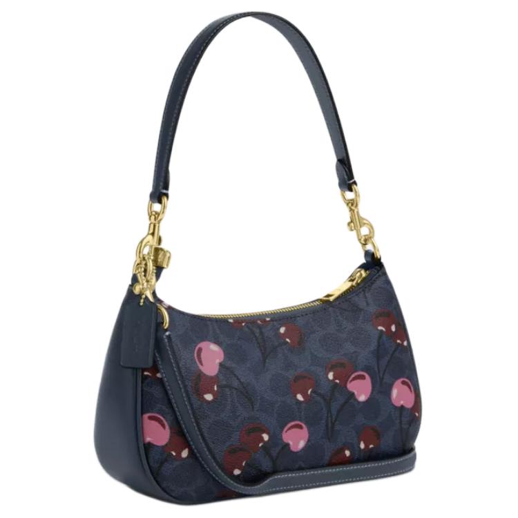 Coach Teri 24 Removable Shoulder Strap Coated Canvas Crossbody Tote Bag Medium Women bags Blue CY694-IMDEI