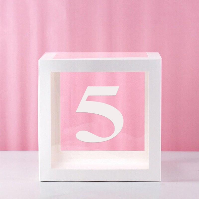 Clear Balloon Box with 26 White Letters for Birthday Party and Baby's First Birthday Decoration