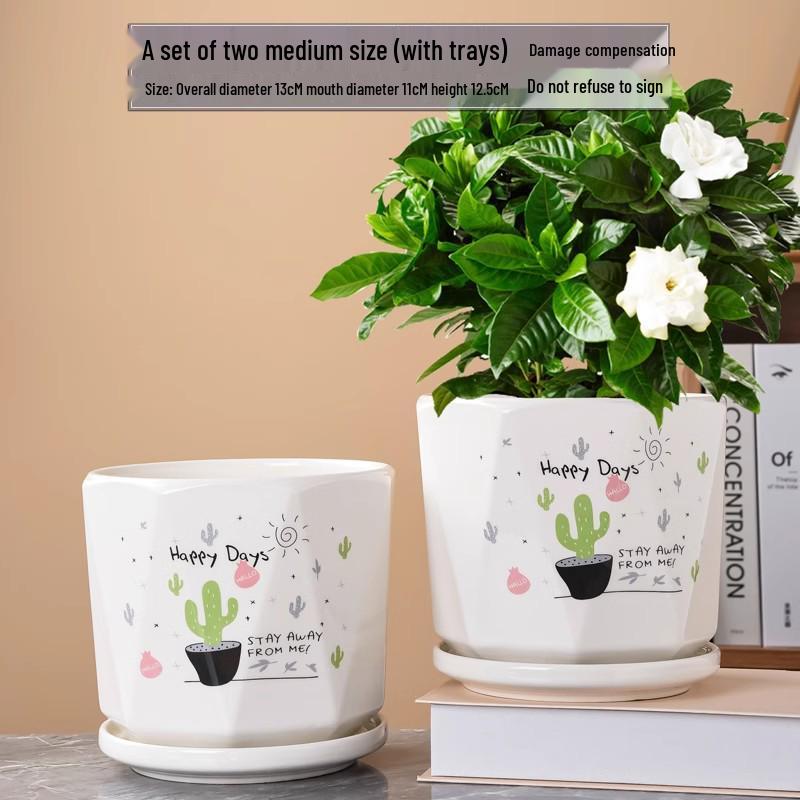 

Великий керамічний горщик для квітів з піддоном для епіпремнума, хлорофітума та сукулентів Ceramic Large