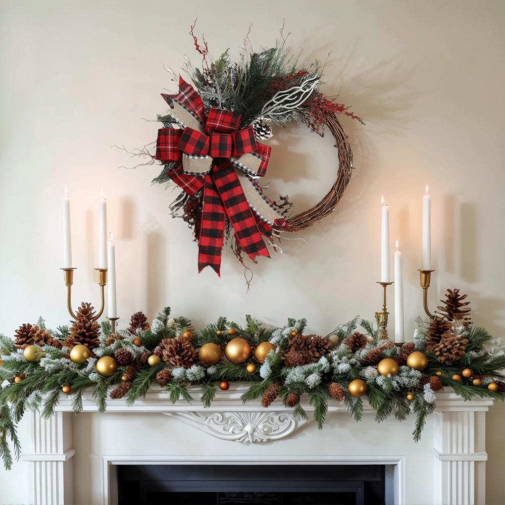 New Nordic Rattan Flower Wreath: Half Circle Bow Wall Ornament for Christmas Decor