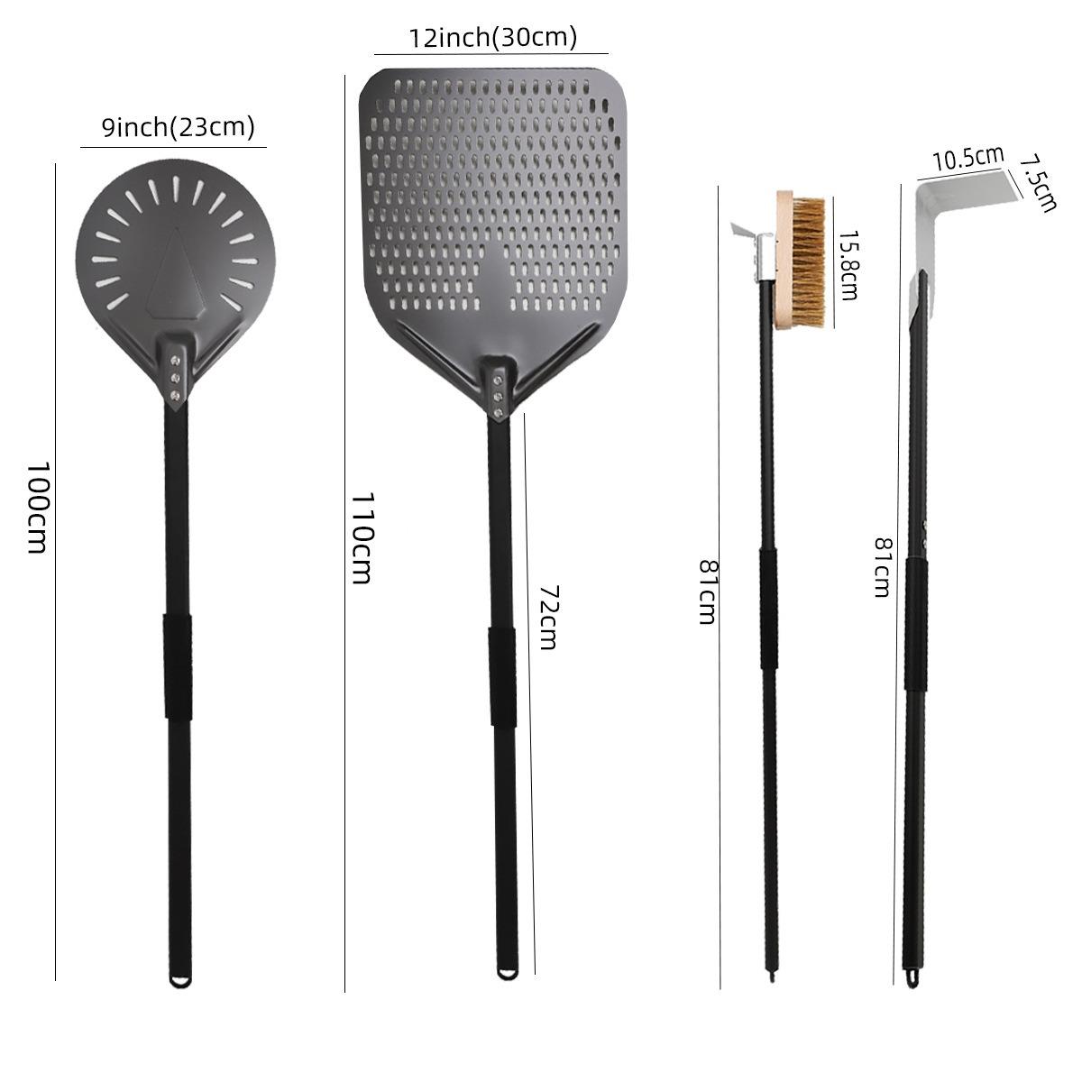 

Aluminum 9 Inch 12 Inch Aluminum Alloy square Hard Film Pizza Flip Shovel Oven Brush European Package Shovel Pizza Tools Set