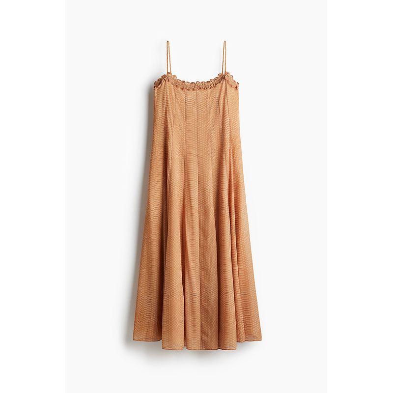 

HM S/S 2025 Women s Vest Camisole Dress Autumn French off-Shoulder Wave Skirt 1289932 Beige/Snake 160/88