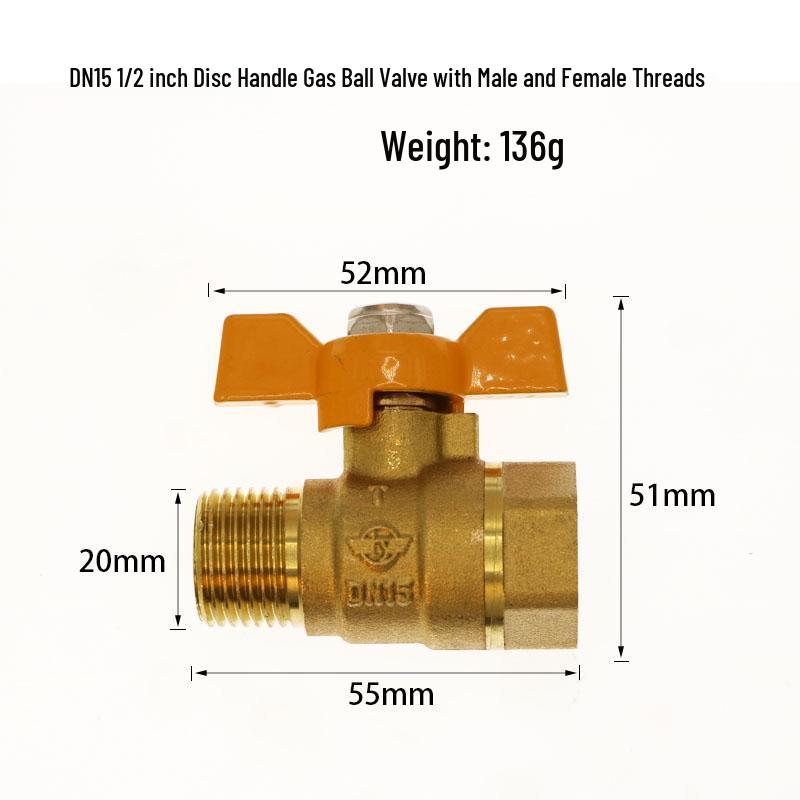 Thickened Brass 4-Point Ball Valve for Natural Gas with Male/Female & Three-Way Tee Valve.