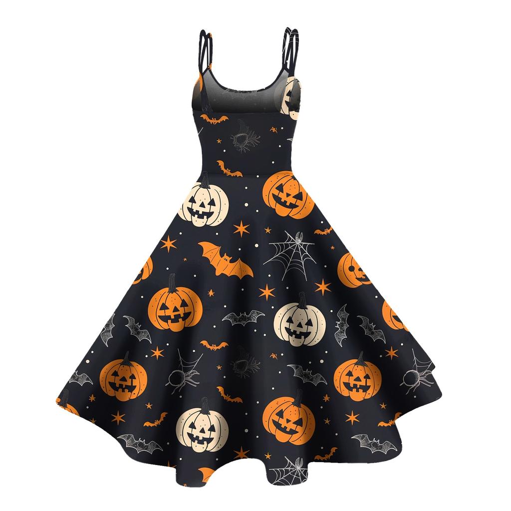 Dámské sexy šaty s potiskem Halloweenu, odhalující ramena, punkový vintage styl