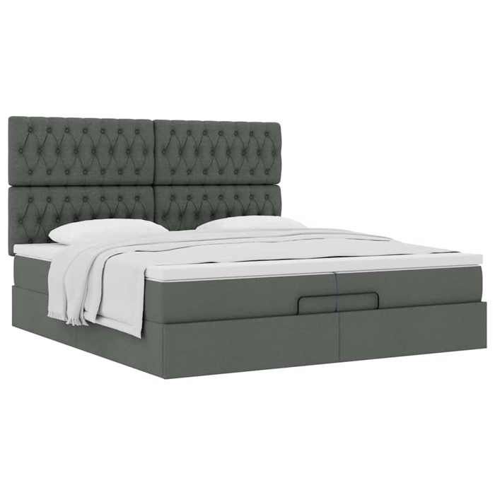 Cadre de lit ottoman avec matelas - Maison Exclusive - Gris foncé - 200x200 cm - Rangement hydraulique