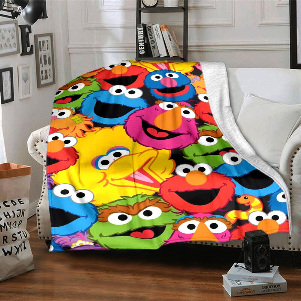 Sesame Street Theme Printed Blanket - Perfect for Couch, Bed, Travel & Outdoor Use | Machine Washable, Cozy & Durable.
