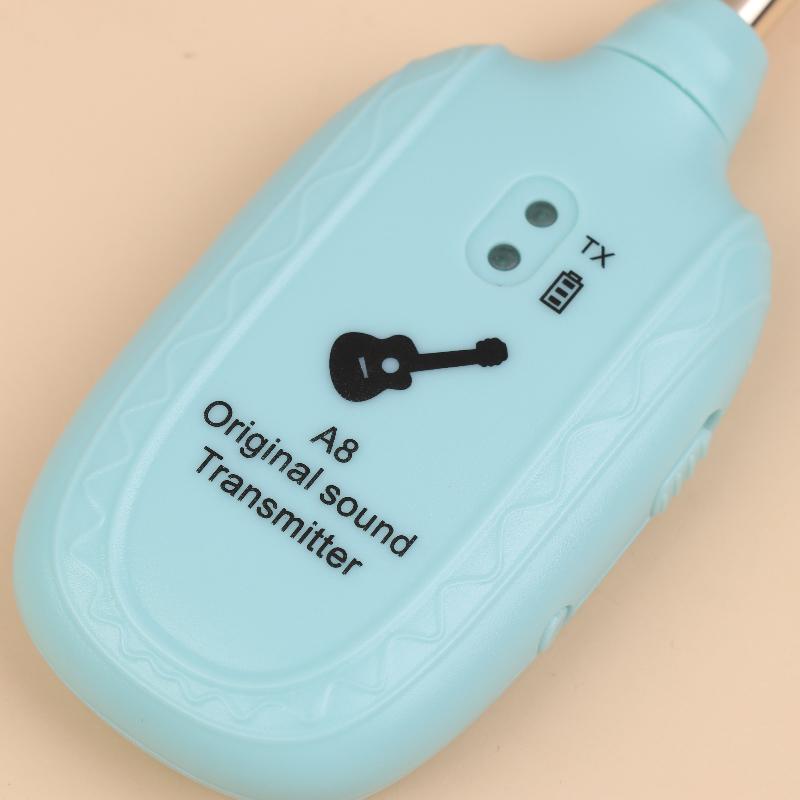 A8 Guitar Wireless System Transmitter Receiver Built- In Rechargeable Wireless Guitar Transmitter