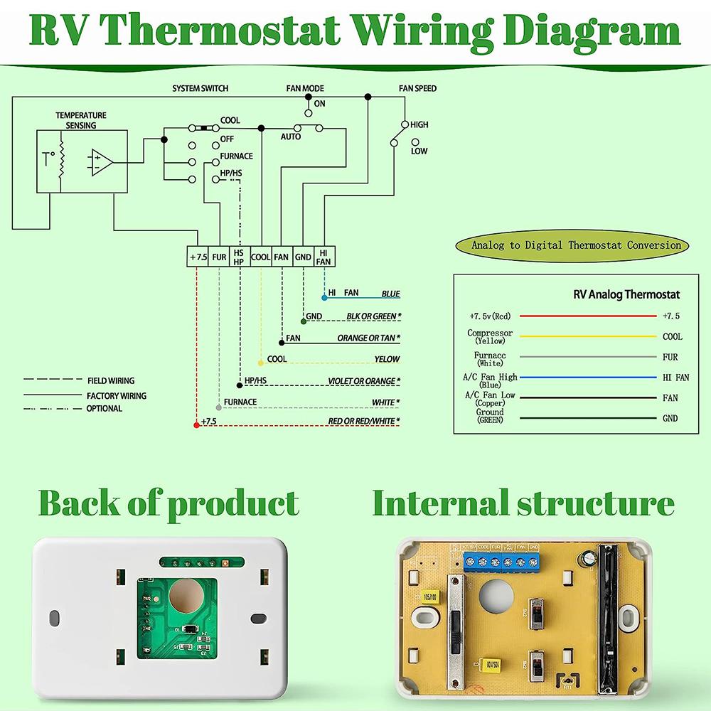 3106995.032 RV Analog Thermostat Replacement (Cool Only/Furnace)