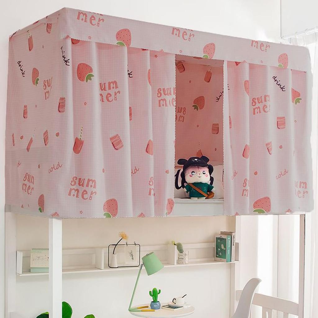 Bed Blackout for Bunk Beds and Upper Room Divider Privacy Stylish Bedroom Mosquito Repellent Easy Suitable for Living Dressing Interior Pink 1 Curtain