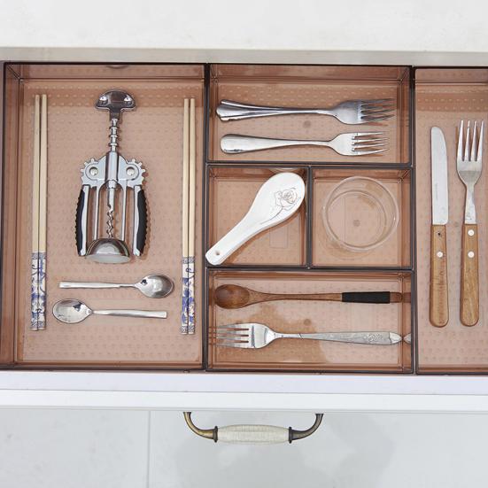 Grids Bowl Spoon Knife Holder Storage Box Drawer Organizer Kitchen Accessories