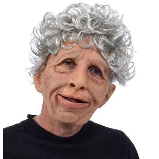 New product: Old lady and old man face mask wig, elderly mask, Halloween ghost face latex mask