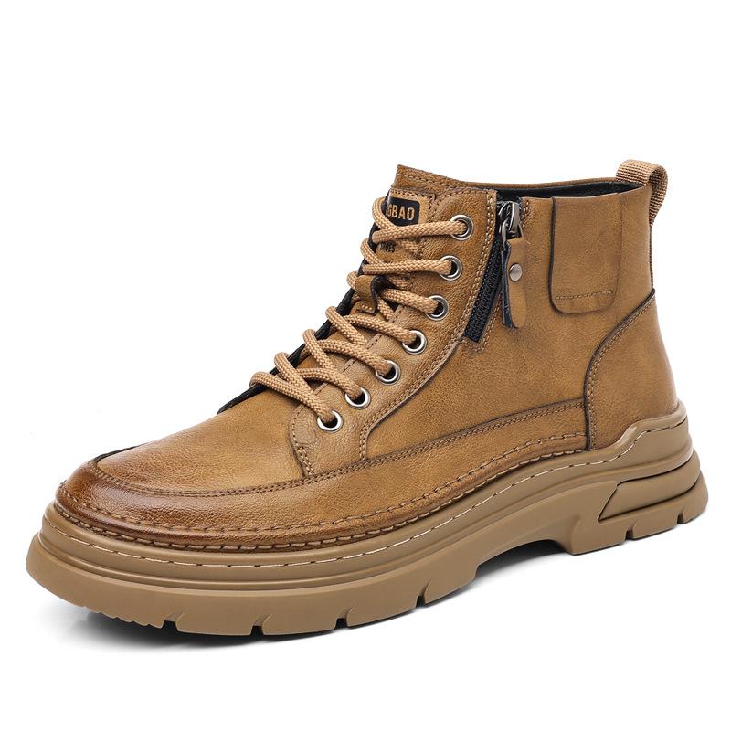 New Fashion Men's Shoes 2025 New Thickened Autumn And Winter Outdoor Plus Velvet Cotton High-top Sneakers Men's Short Boots