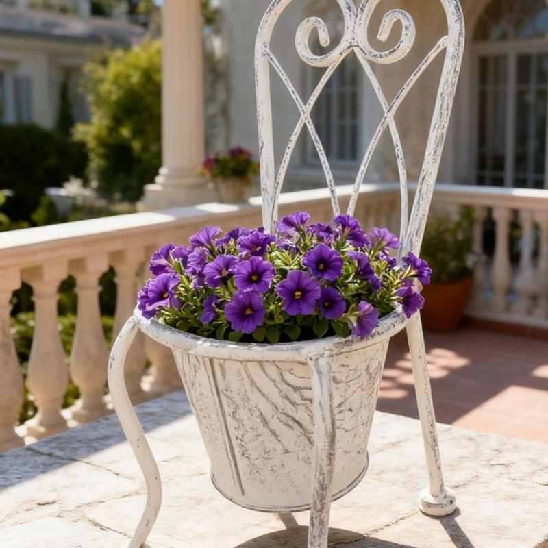 Planter Decoration Iron Plant Basket Shabby Metal Flower Holder Pot Stand for Indoor Outdoor Home Farmhouse