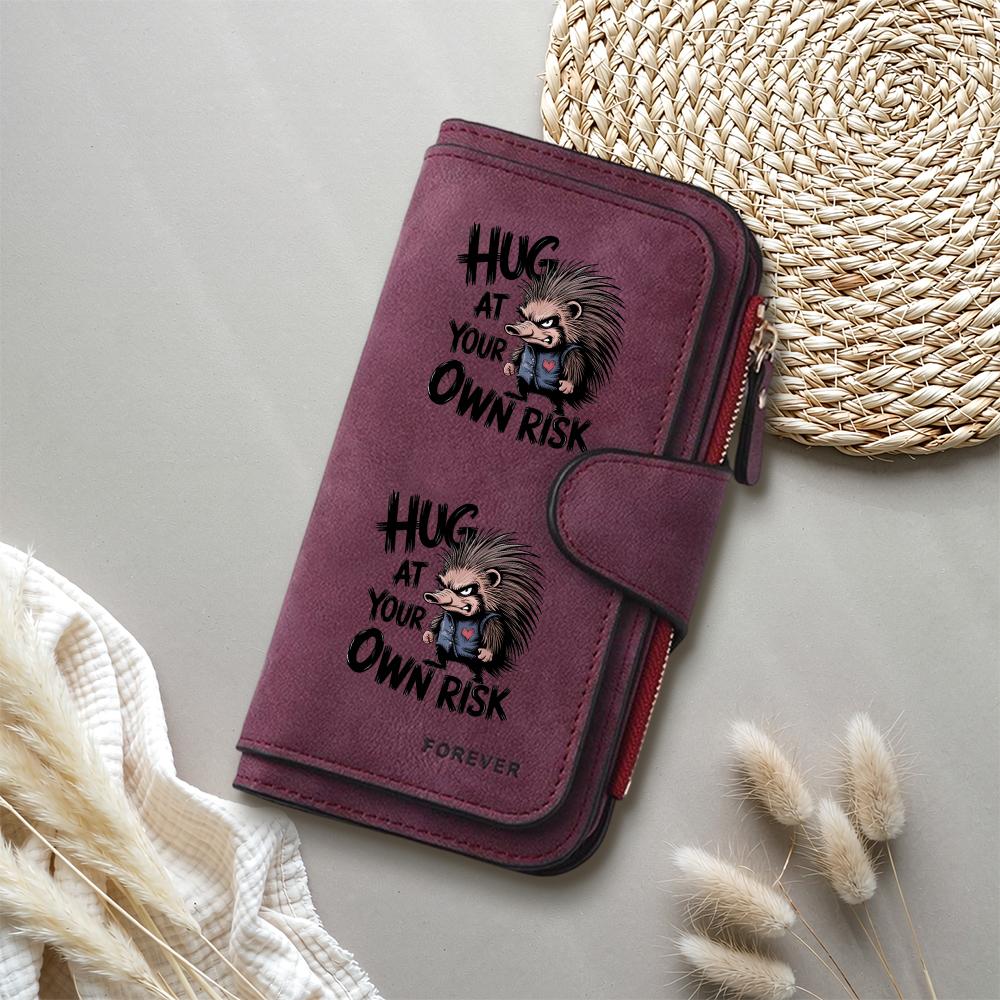  Hedgehog Print Wallet Faux Leather Long Purse Card Holder For Daily Use