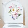 Toilet Lid Sticker Strong Stickiness PVC Waterproof Easy-peel Flower Theme Toilet Seat Decal Restroom Art Decoration
