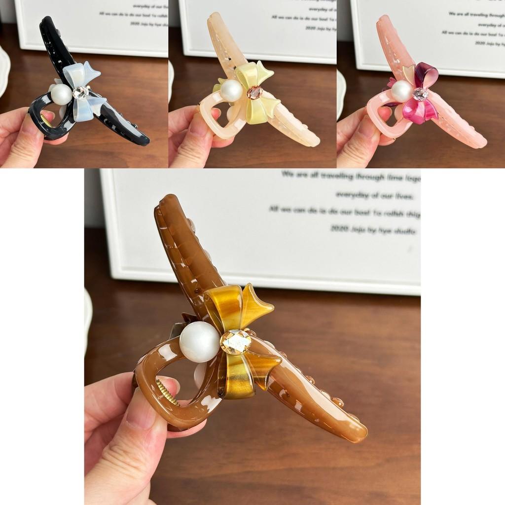 Large Versatile Bowknot Hair Claw Clip With Sparkling Rhinestones For Women