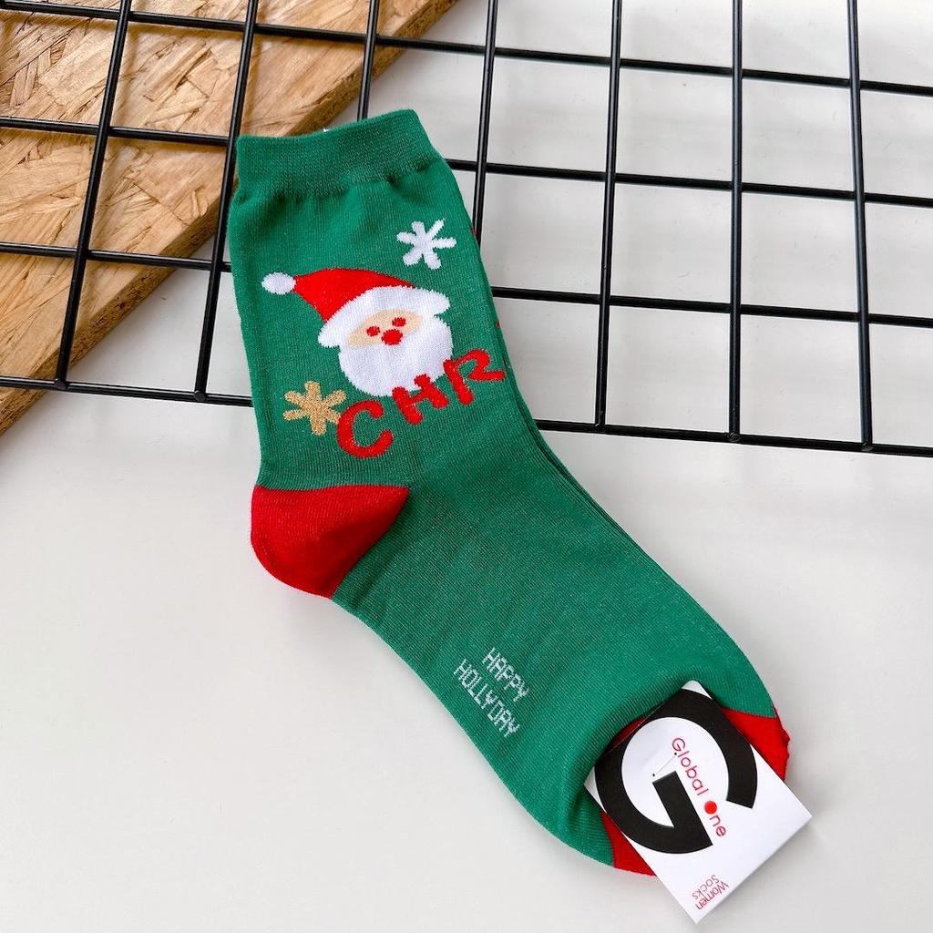 2022 Autumn/Winter Dongdaemun Women's Color Block Long Christmas Socks
