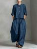 Completo Due Pezzi Donna Primavera/Estate Nuovo Casual Cotone Lino Camicia Pantaloni Larghi