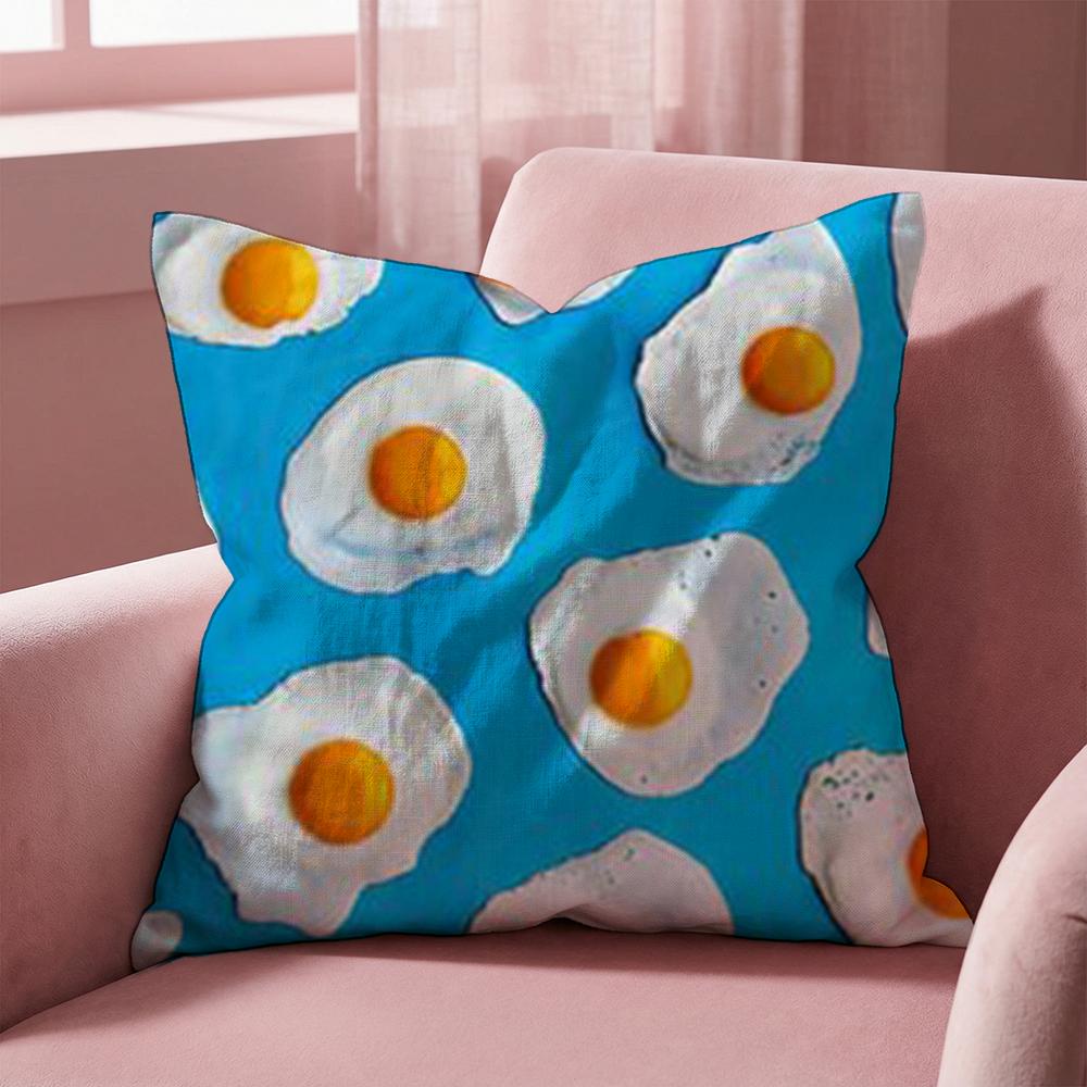 Funny Food Fried Egg Cushion Cover Multi-Scene Pillow Cover for Home & Car - Reversible, Soft & Durable for Daily Use
