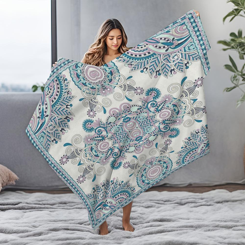 Bohemian Floral Embroidery Cotton Throw Blanket Bed Sofa Cover Decorative Cushion Soft Warm Throw Blanket