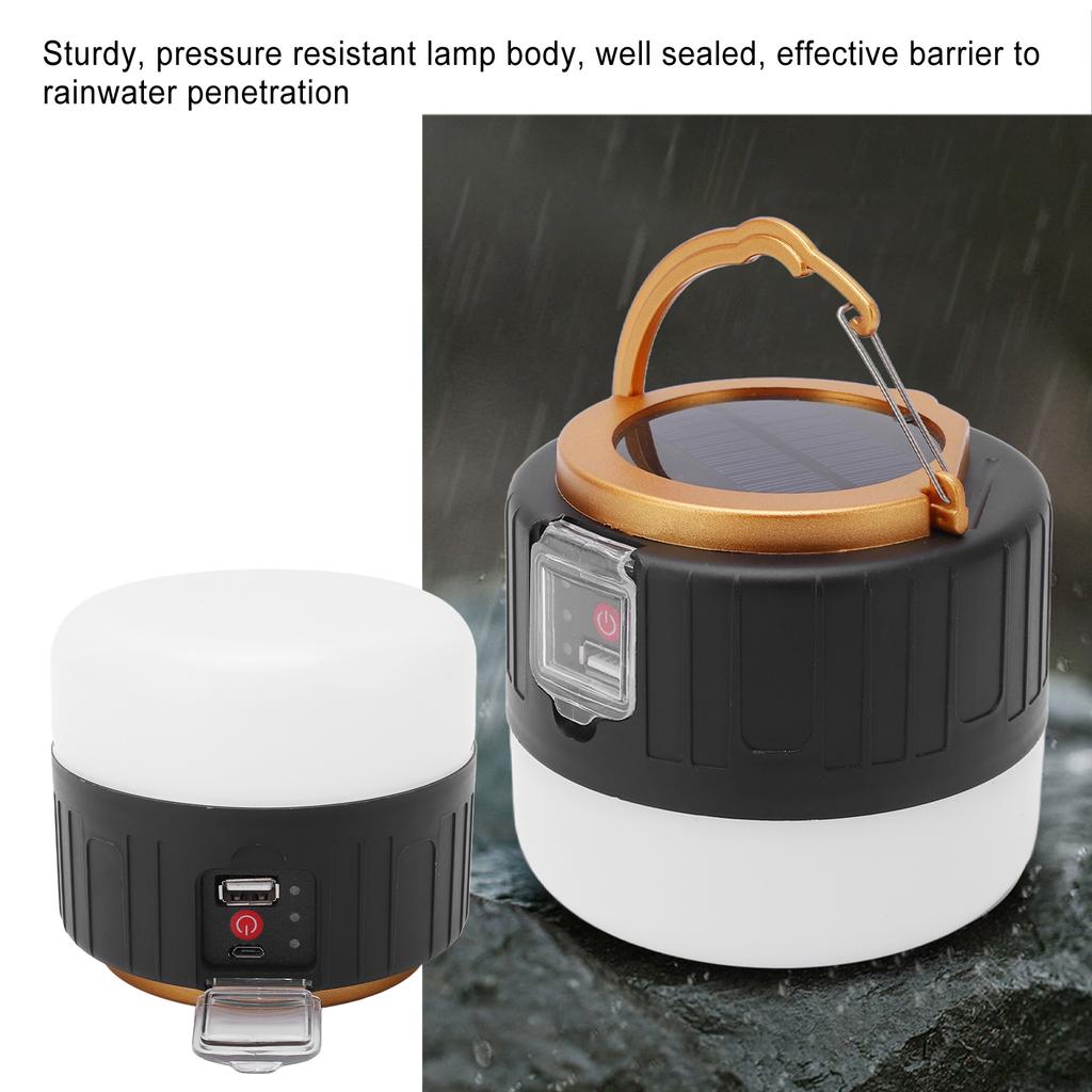 LED Camping Lantern Multifunction Solar Powered Outdoor Tent Lamp for Camping Night Market Stall Emergency