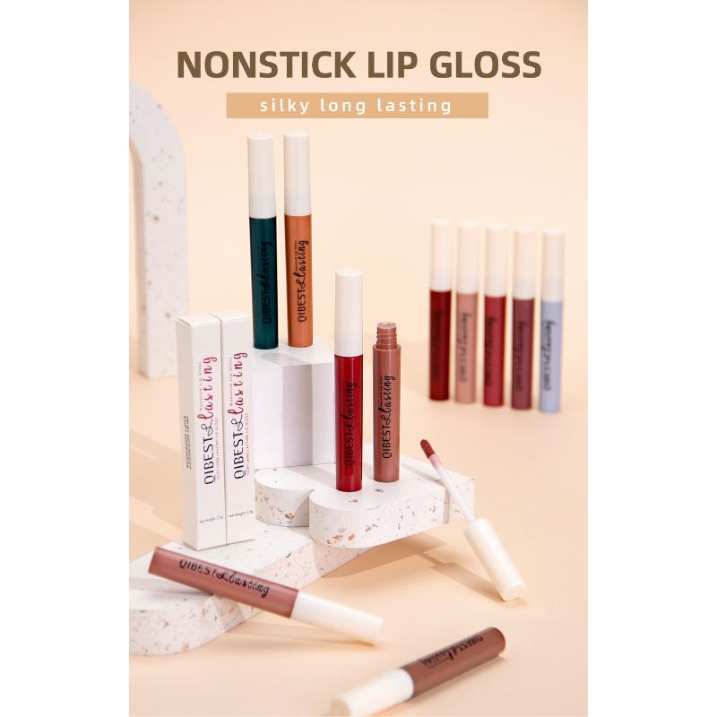 QiBest Non-Stick Lip Glaze Matte Matte Liquid Lipstick Non-Fading Lip Gloss