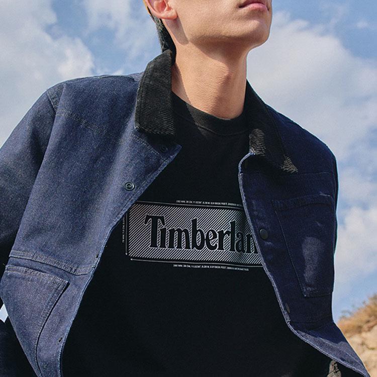 Timberland Rückenprint Elastische Warme Jeansjacke Herrenjacken Stonewashed-Blau A23YG-S83