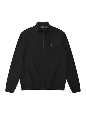 Hanorac Polo cu Fermoar pe Jumătate și Guler Înalt pentru Bărbați cu Broderie Cal Mic și Mâneci Lungi