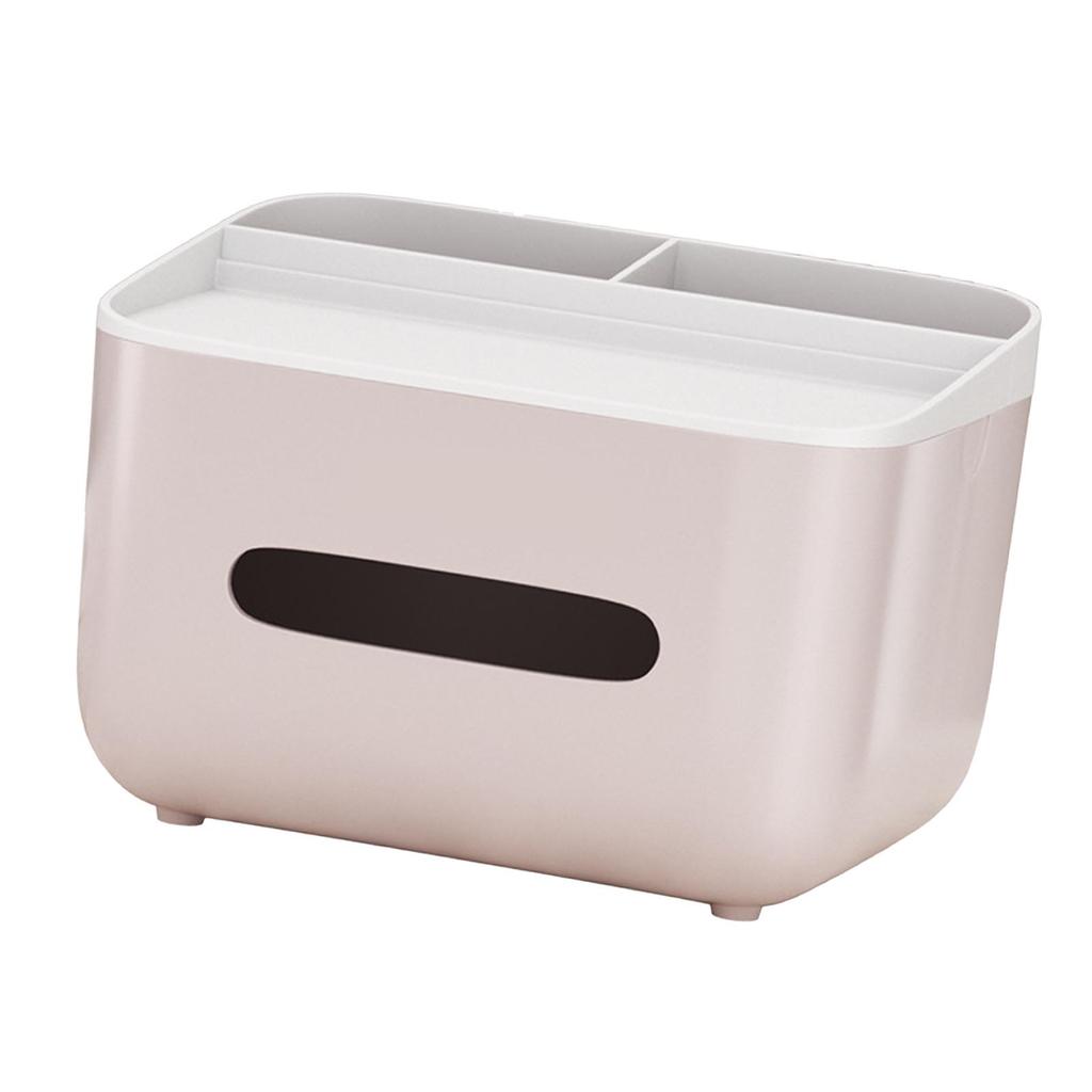 Desktop Tissue Box Remote Control Holder 2 Grids Multifunctional Napkin Box for Living Room