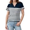 Damen Bluse Sommer Business Casual Arbeitstops Kurzarm Button-Down-Kragen V-Ausschnitt Bluse T-Shirt