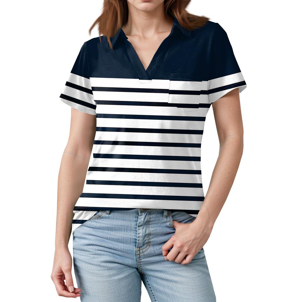 Damen Bluse Sommer Business Casual Arbeitstops Kurzarm Button-Down-Kragen V-Ausschnitt Bluse T-Shirt