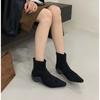 Xiaoxiangfeng inner heightening thin heel elastic thin boots 2025 autumn and winter new retro pointed small versatile Martin boots
