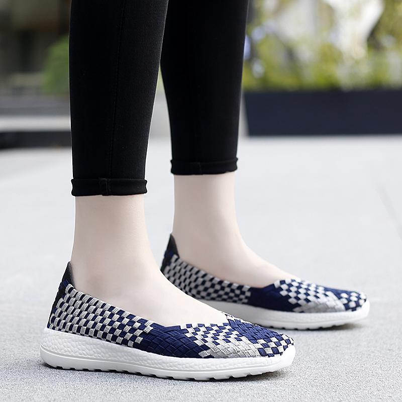 Mocassini Estivi Rosa Scarpe da Passeggio sulla Spiaggia Donna Multicolore Intreccio Casual Morbidi Slip-on Mocassini Piatti Intrecciati Scarpe da Ginnastica Taglie Forti