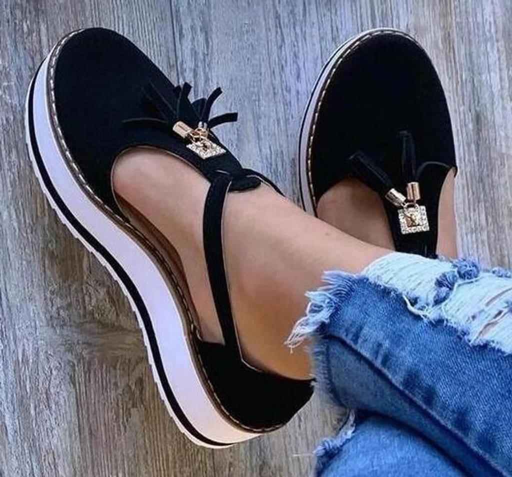 Customizable Women's Sandals Summer Casual Flat Platform Heel Tassel Buckle Strap Female Sandals Platform Vulcanized Shoes