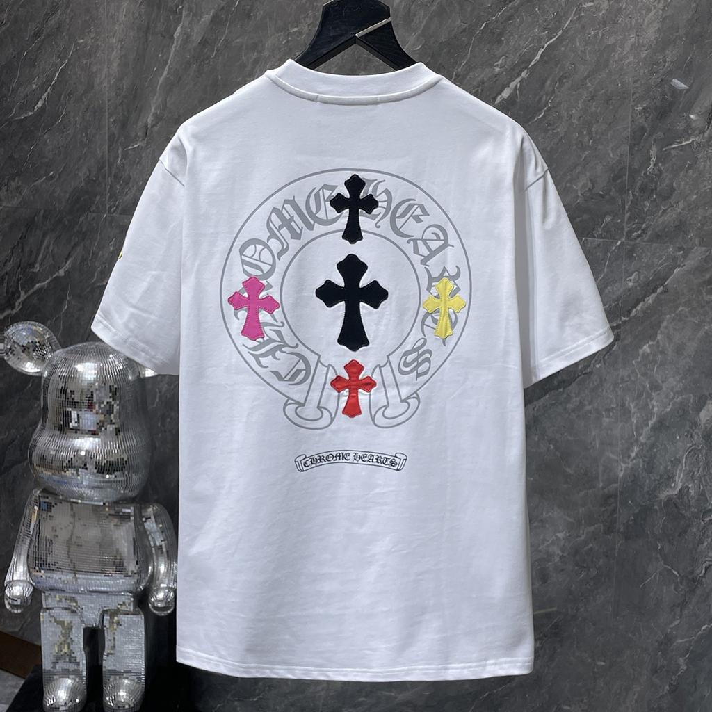 GZ-8923 CHROME HEARTS 2025 Summer New High Quality Cotton Round Neck Loose Large Size Men's and Women's T-shirt Couple T-shirt