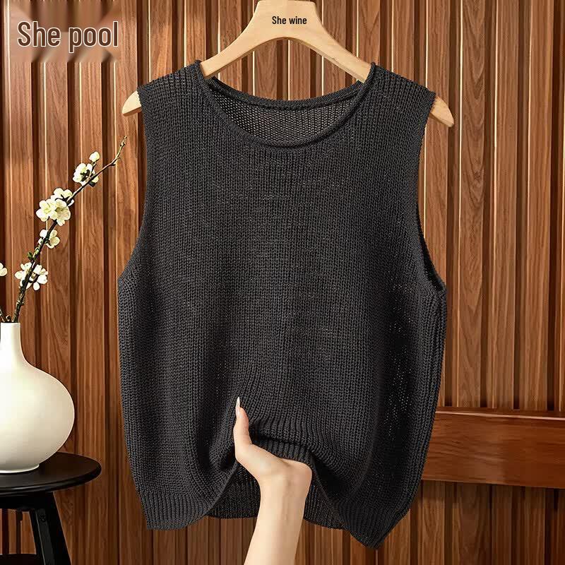 

Women s Simple Solid Knit Sleeveless Vest One Size