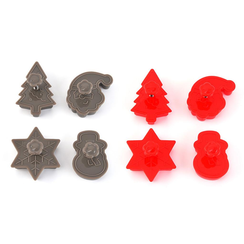 Christmas Santa Cookie Cutter Embossing  Plastic Spring Die Biscuits Cutter 4Pcs Set