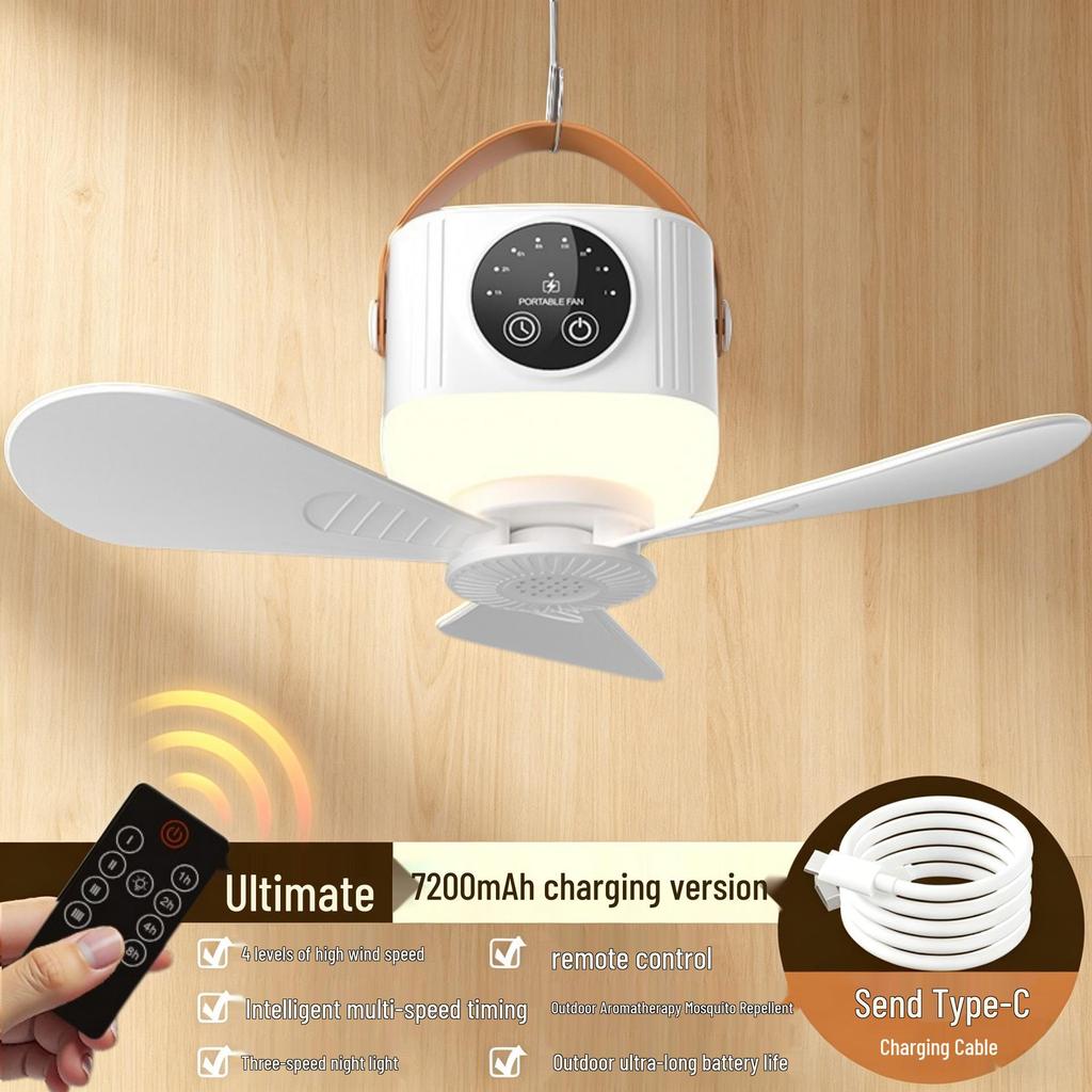 Portable USB Ceiling Fan for Dorms, Camping, and Home Use