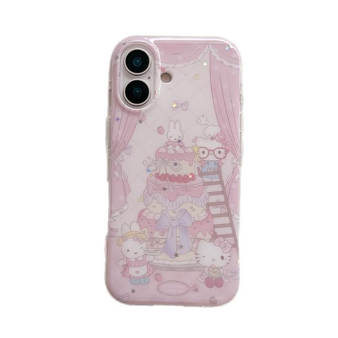 Soft Cute Cake Cat Rabbit Double Layer Phone Case for iPhone 17, Apple 16 Pro Max, 15, 14 - Women's Edition