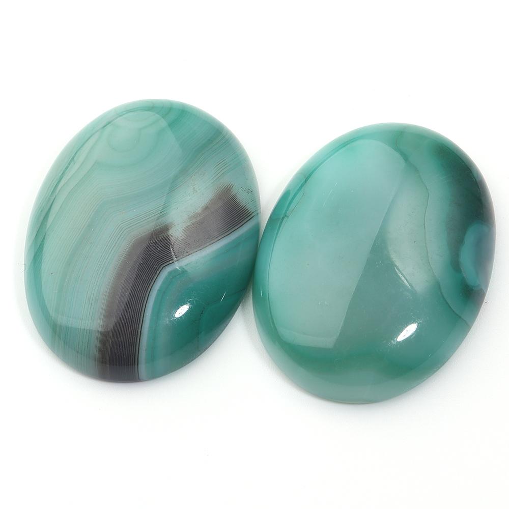 2-10pcs Natural Stone Cabochon Beads Oval Green Stripe Agate Loose Beads Cabochon Cameo For Jewelry Making DIY Necklace Rings