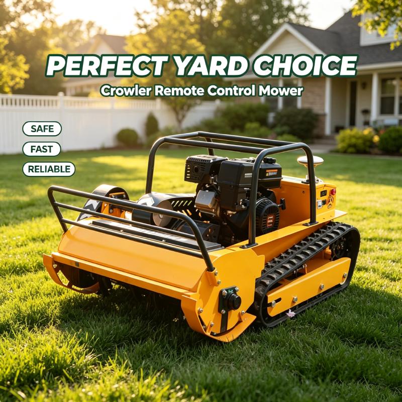 Electric Start Crawler Remote Lawn Mower Tracked Wireless RC Grass Cutter Easy Operation for Farmers