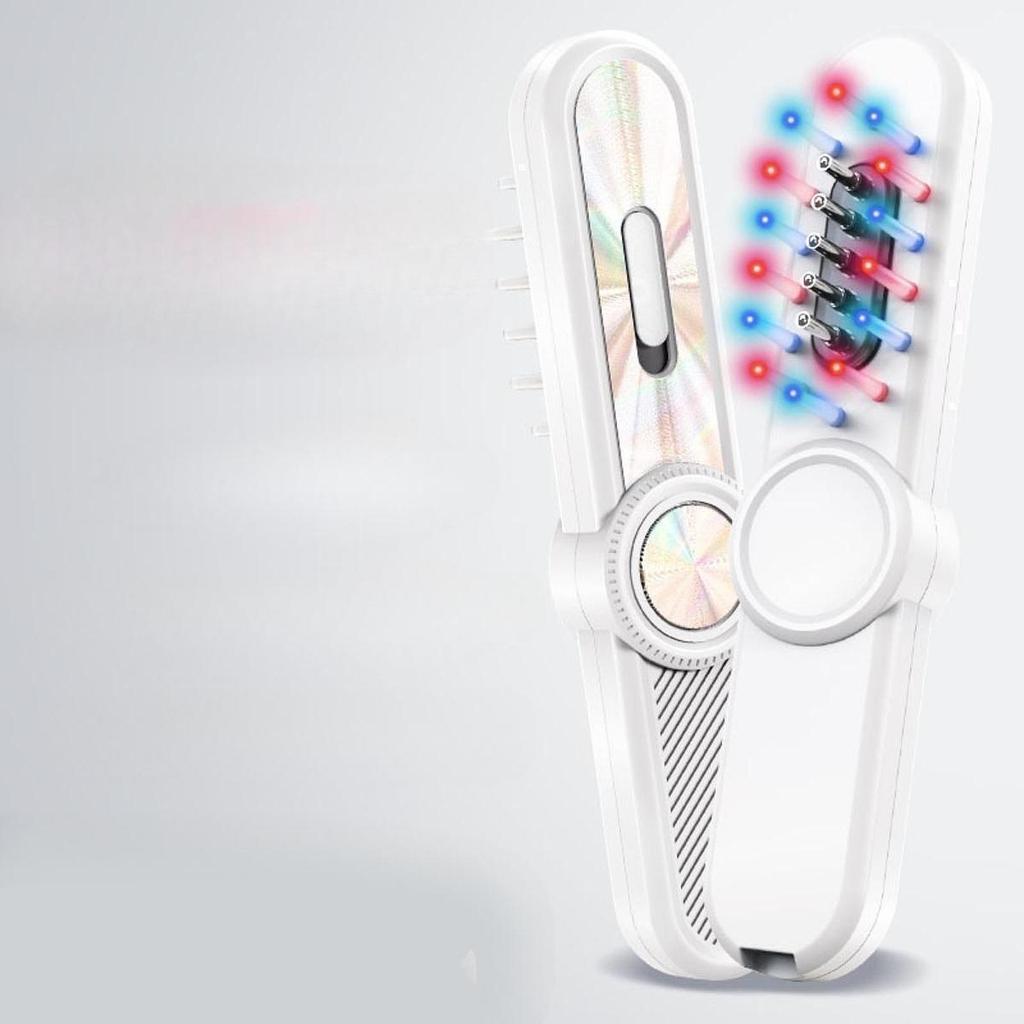 Electric Hair Oil Applicator with Red Blue Light Multifunctional Handheld Scalp Applicator Comb Head Scratcher Massager Brush