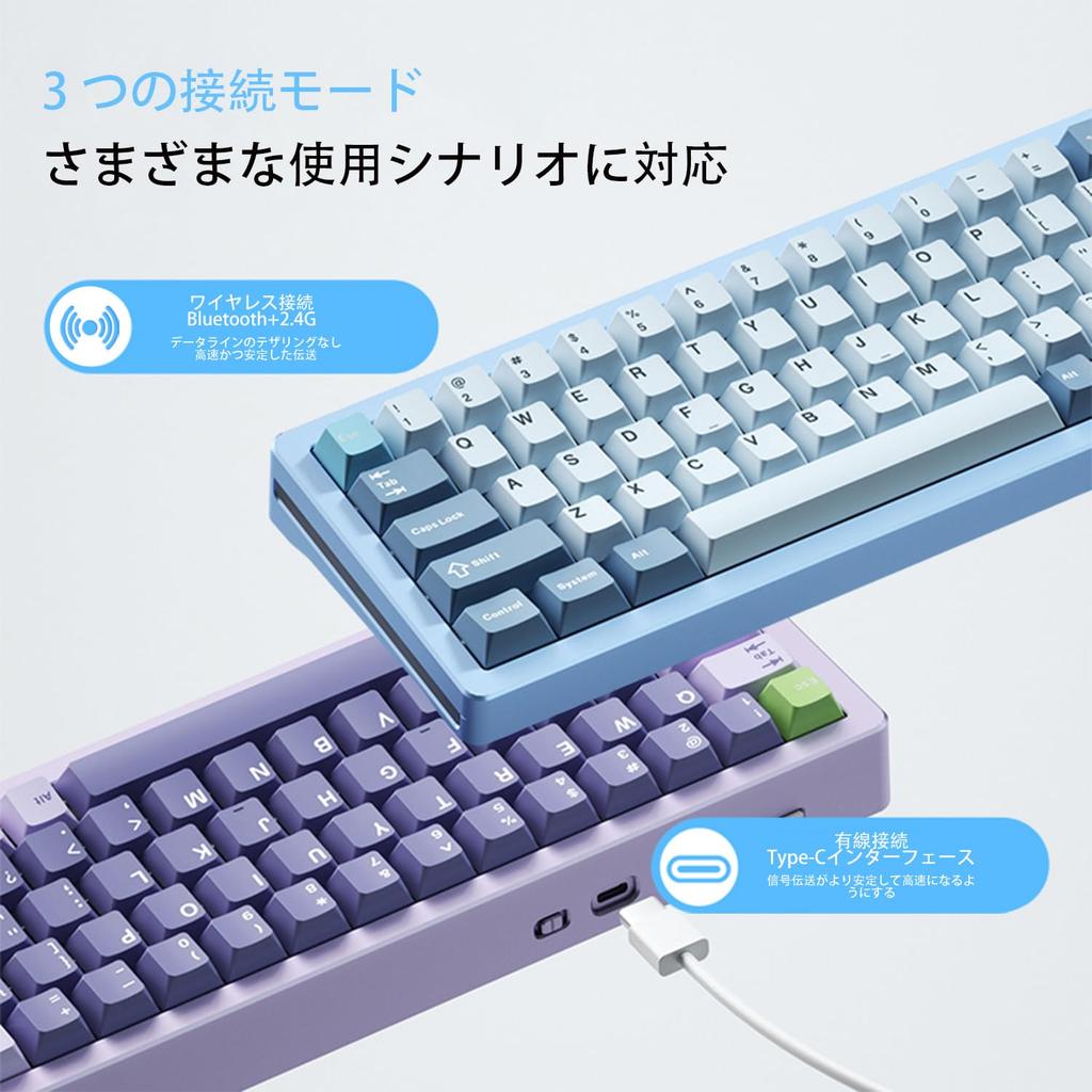 MAMBASNAKE M71 Wireless Mechanical Keyboard, Aluminum Case, 3-Mode 2.4G Bluetooth Wireless, USB & Type-C Wired, 68% Gaming Keyboard, Shaft Sheet Hot